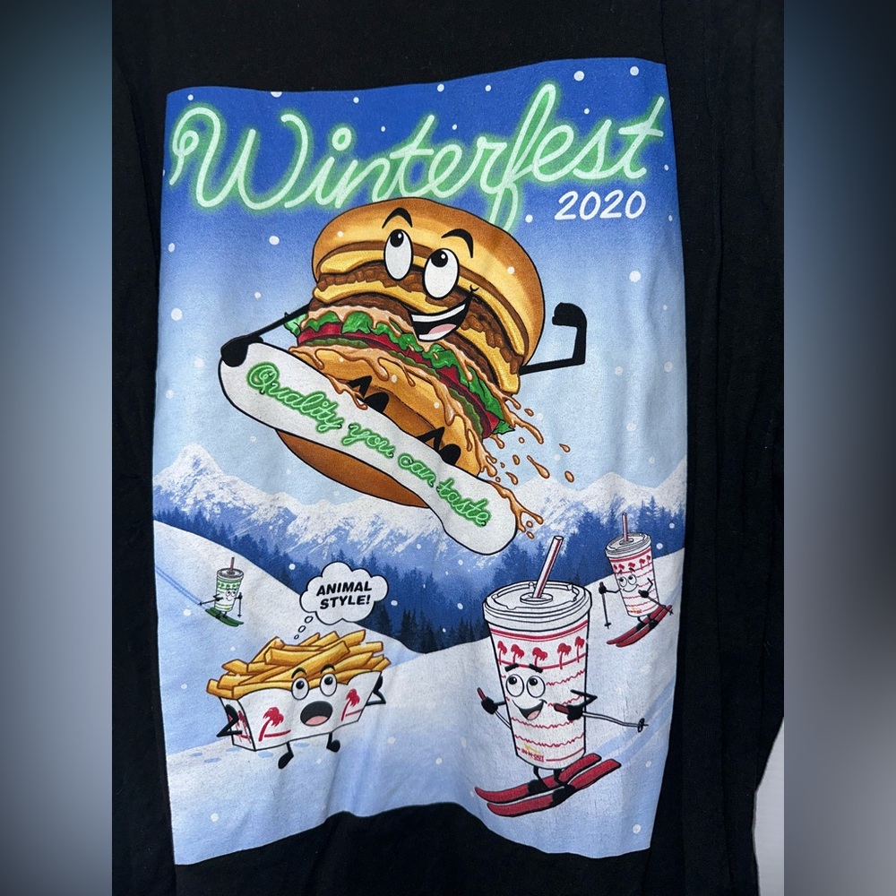 VERY RARE!! IN N OUT Winterfest Graphic Long Sleeve Tee with Fun Food Characters